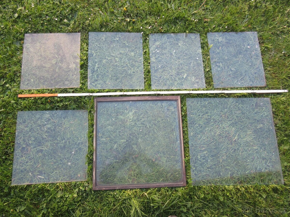 Skleněné tabule - skleník- malování na sklo, PVC trubky