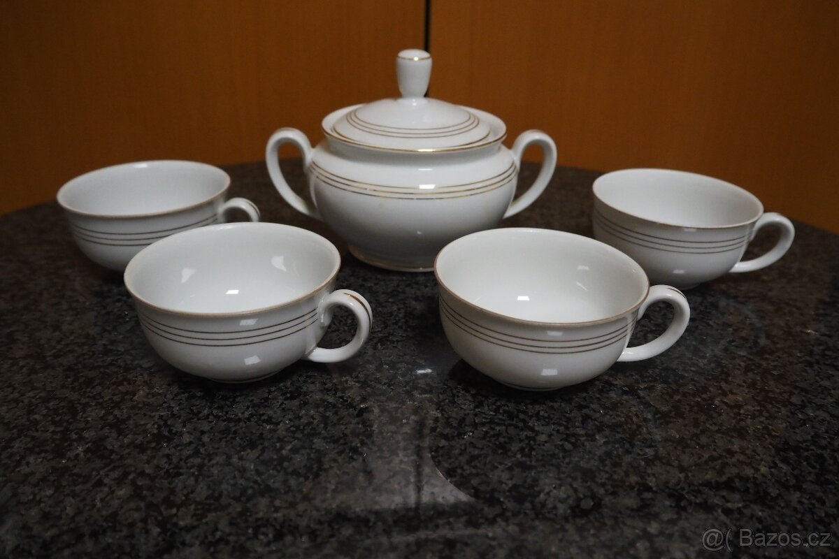Porcelánové mini šálky + cukřenka