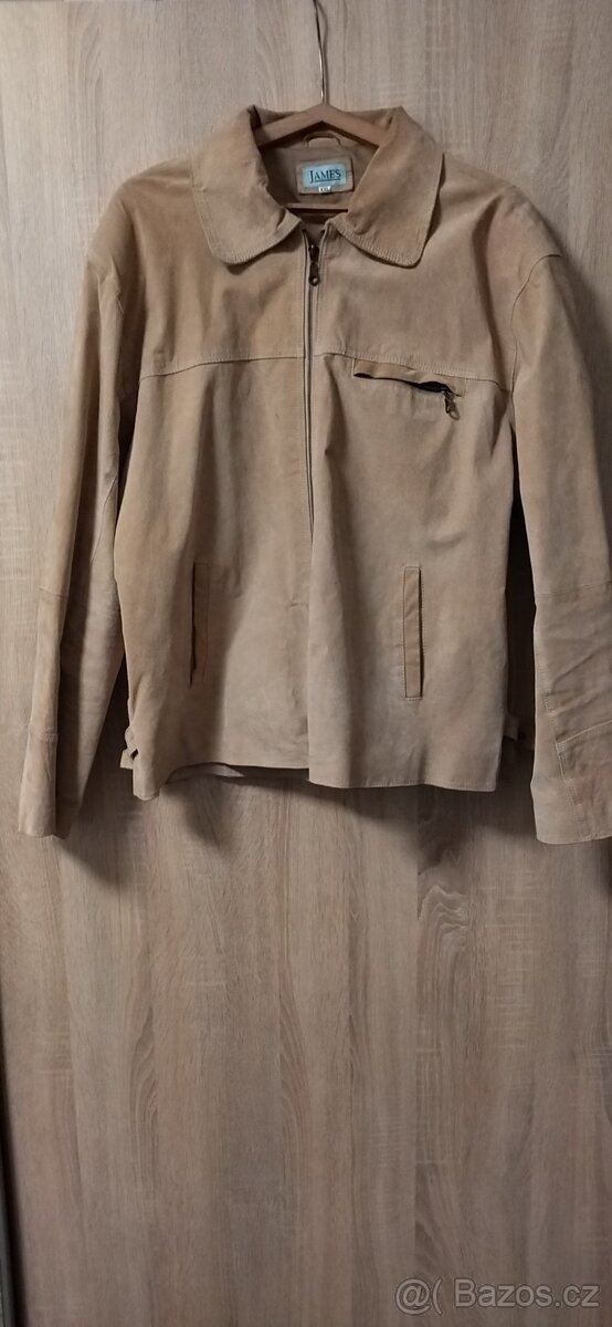 Pánská bunda, béžová, zn. James, kožená, nošená, vel. XXL