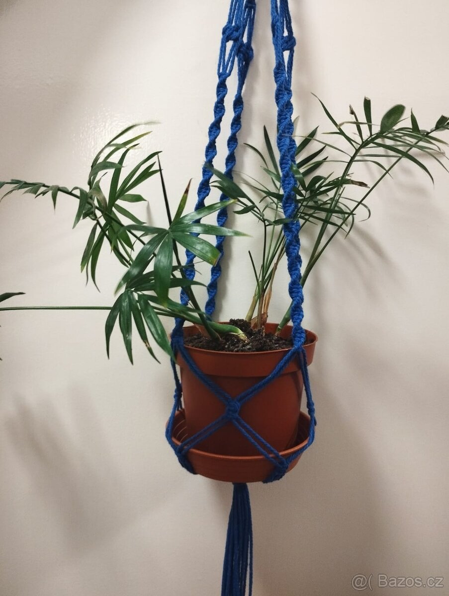 závěs na květináč macramé kroucený zelený/různé barvy