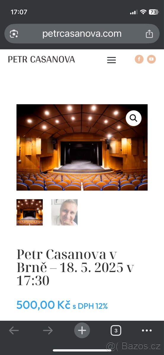 Prodám dva lístky na Petra Casanovu v Brně