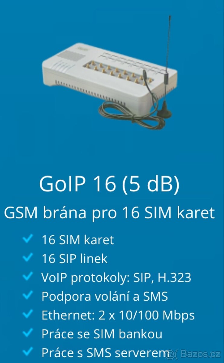 gsm sip voip brána GoIP 16 - 16 kanálová / na 16 Simek