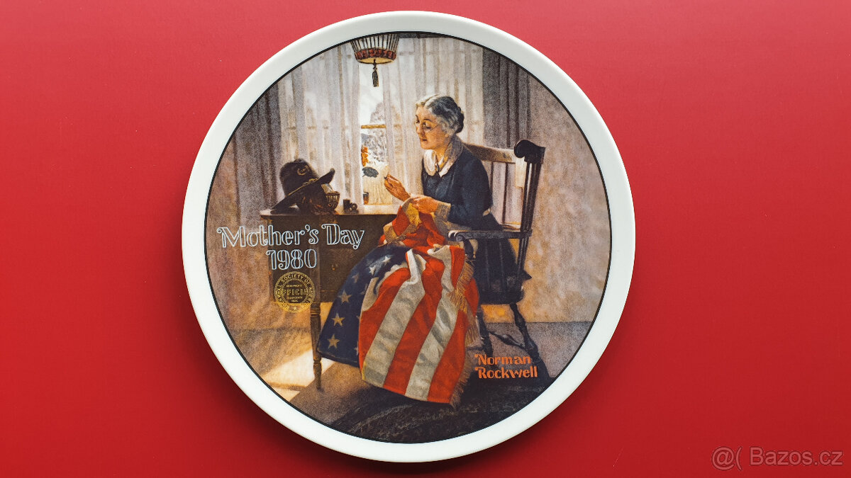 Porcelánový talíř Norman Rockwell KNOWLES,Den matek 1980 USA