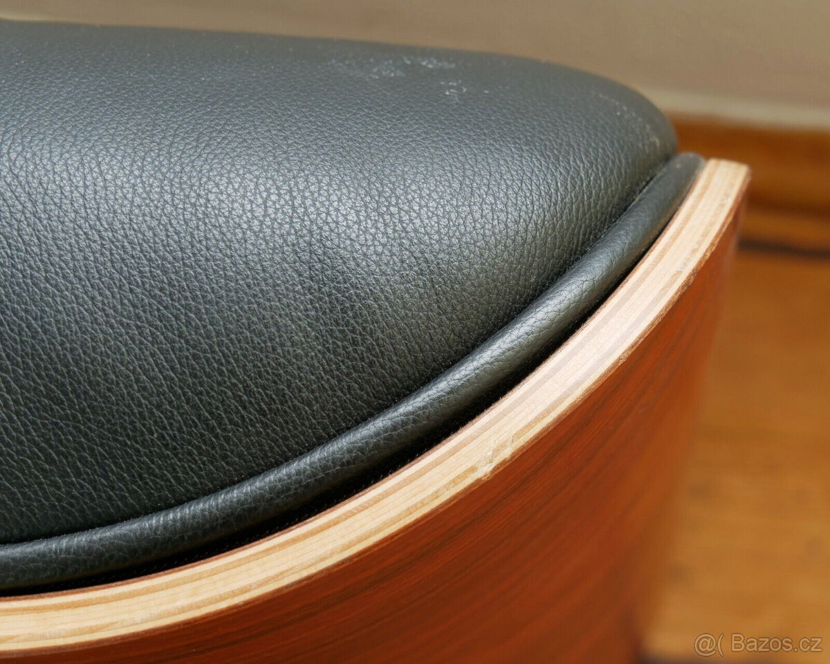 Vitra Eames Lounge Chair kožené křeslo černé včetně taburetk