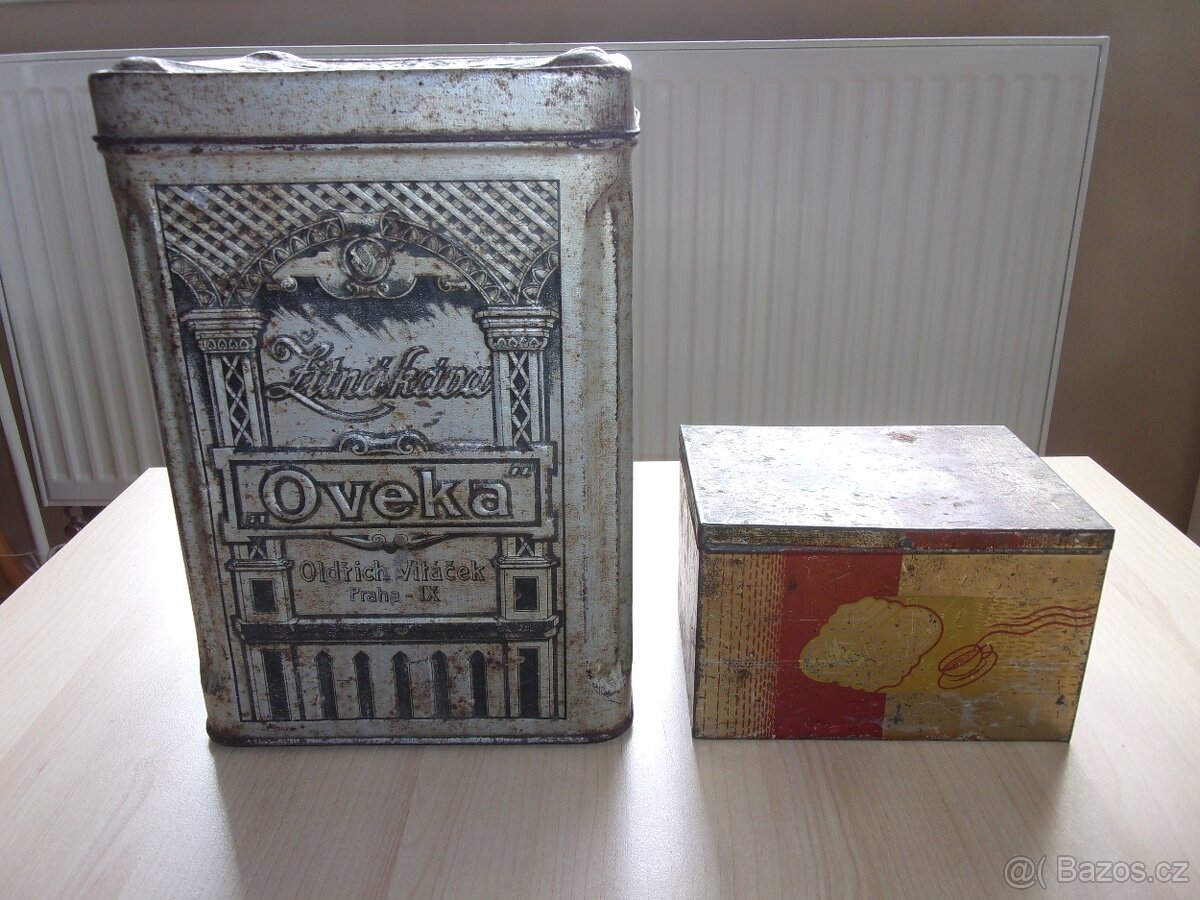 2x PLECHOVKA - OVEKA O. VYTÁČEK, BISCUITS FIEDOR