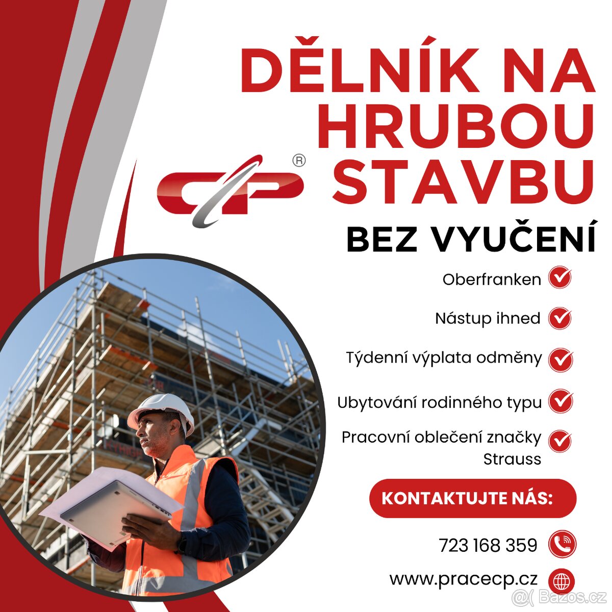 Práce v Německu s TÝDENNÍ výplatou - dělník na hrubou stavbu