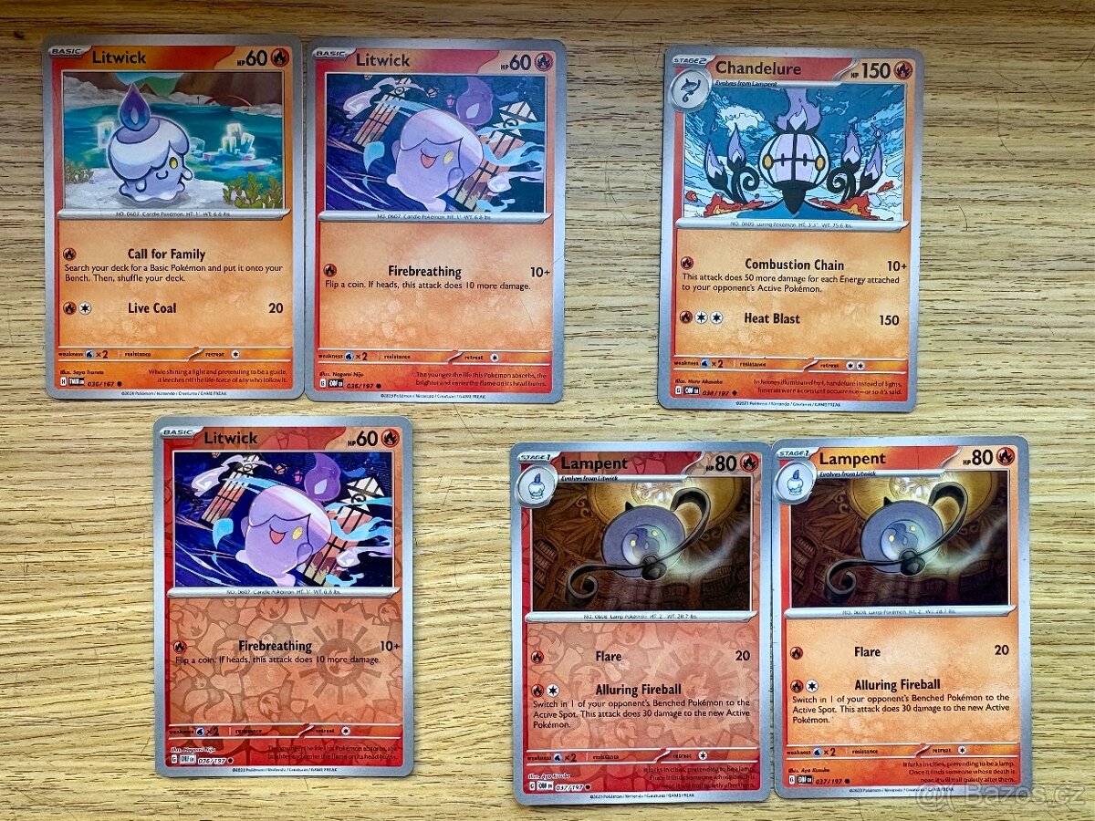 Pokemon TCG 3x Litwick, 2x Lampent, 1x Chandelure OBF combo