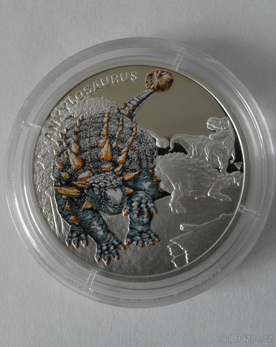 Stříbrná mince Pravěký svět - Ankylosaurus proof