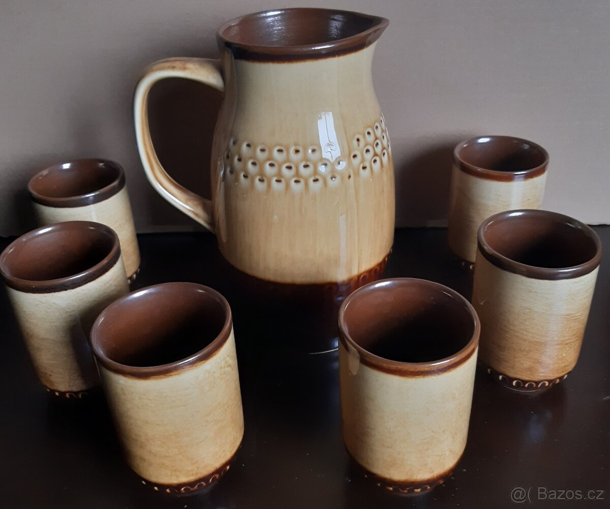Keramický set na pivo (džbán na 1l + 6x sklenička)