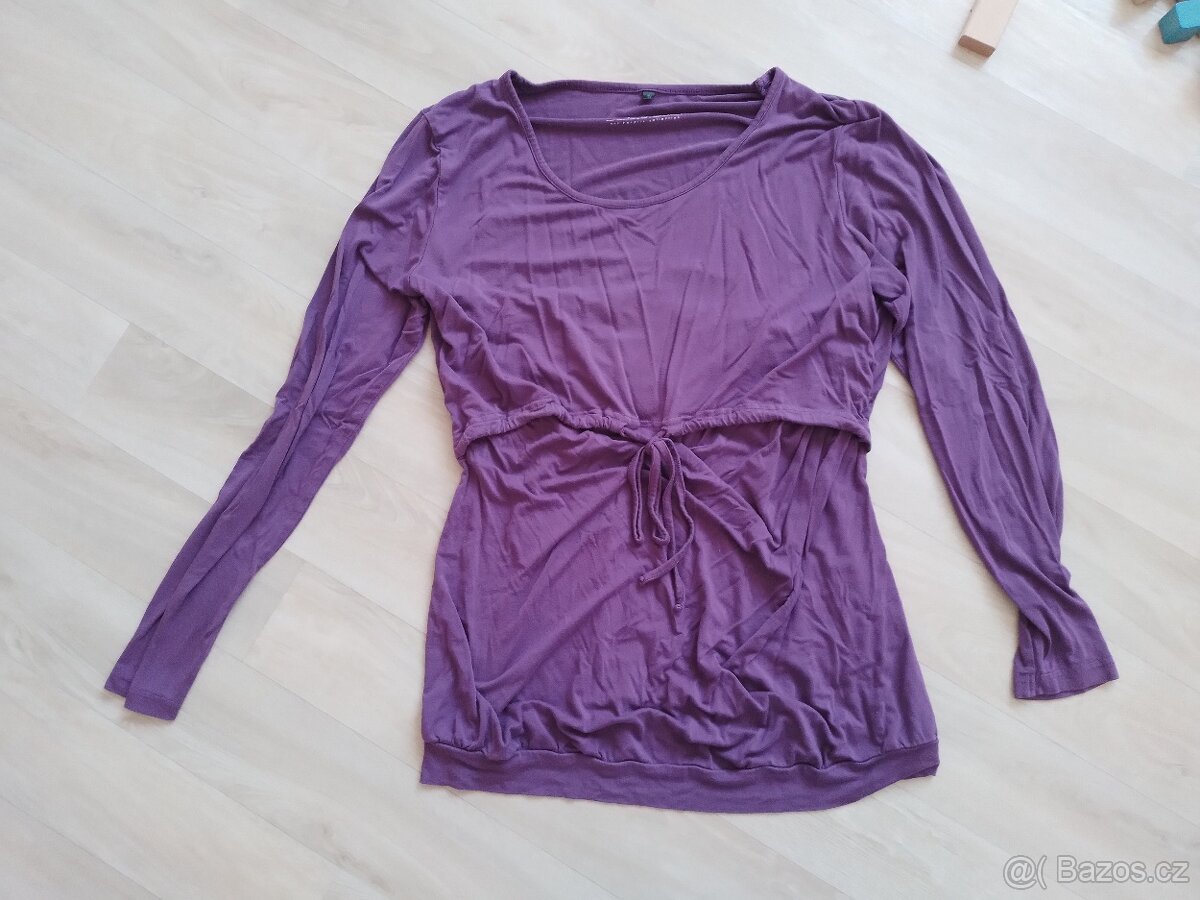 Fialové kojící tričko s dlouhým rukávem My Nursing Fashion