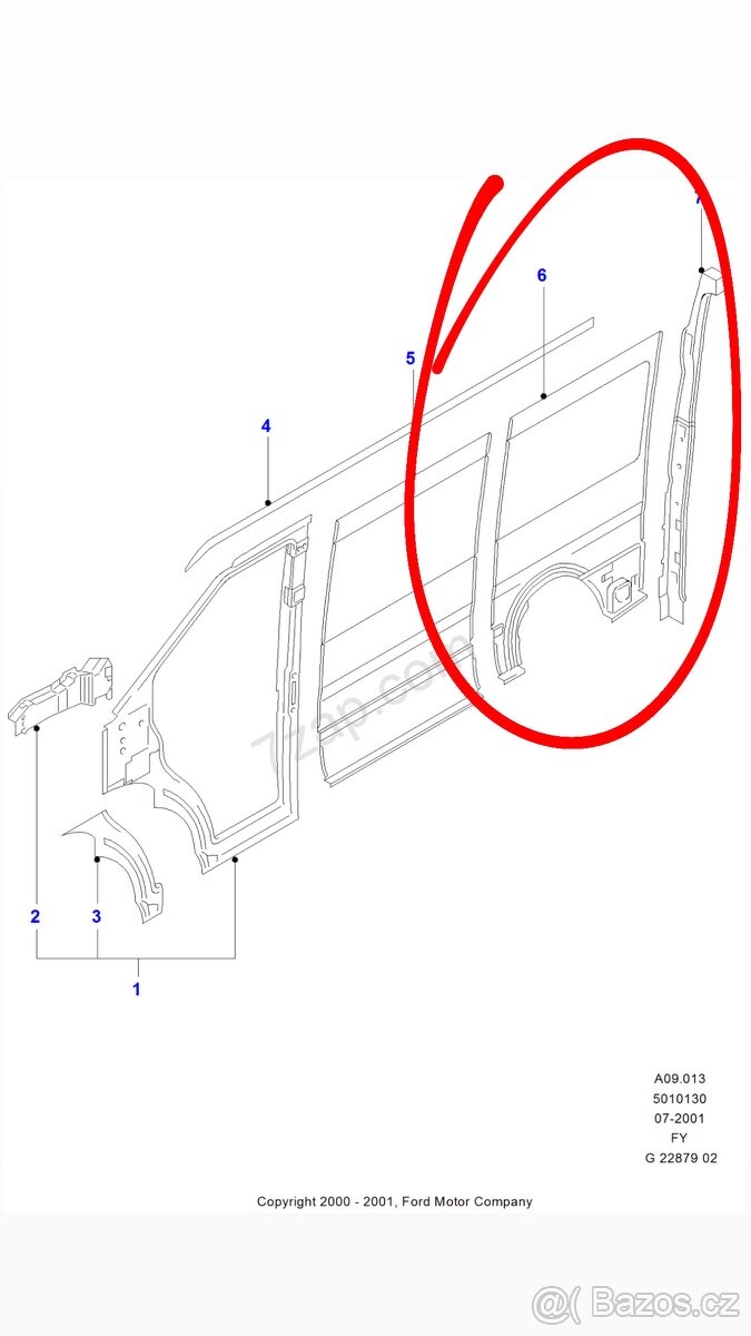 Zadní část karoserie Ford Transit 2000-2006