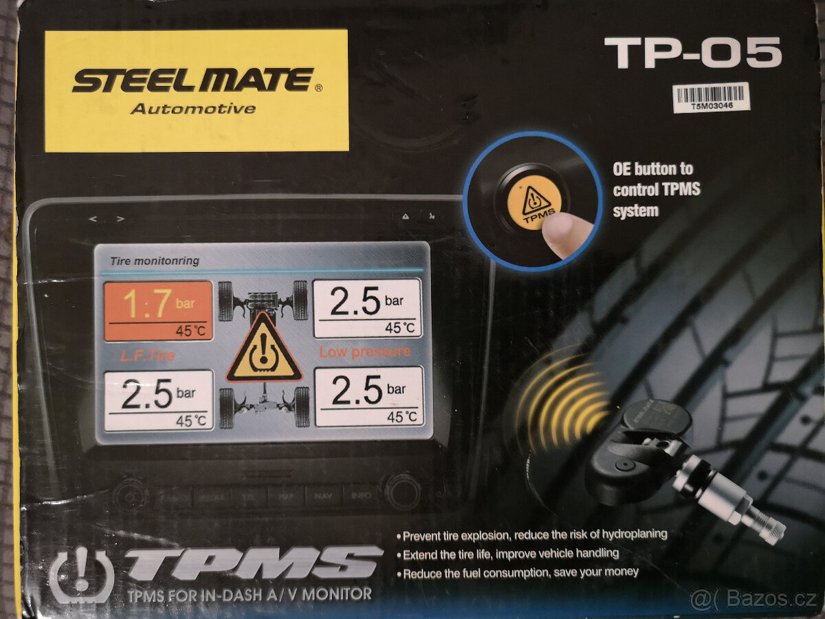 Měření tlaku a teploty TPMS Steelmate - bez ventilků