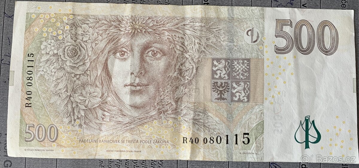 Prodám 500 korun českých 2009 série R40080115