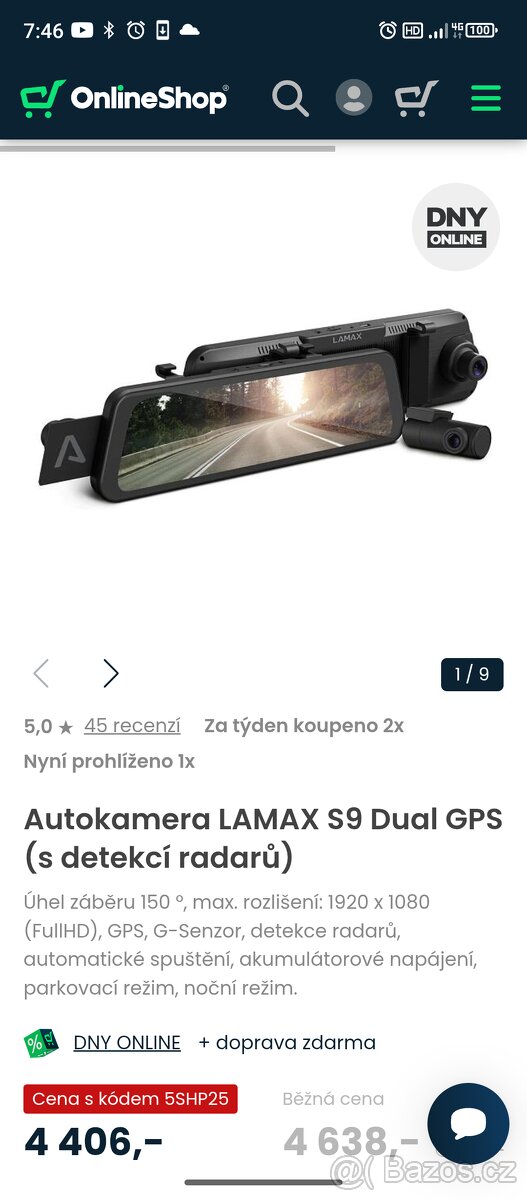 Kamera do auta lamax s9 dual