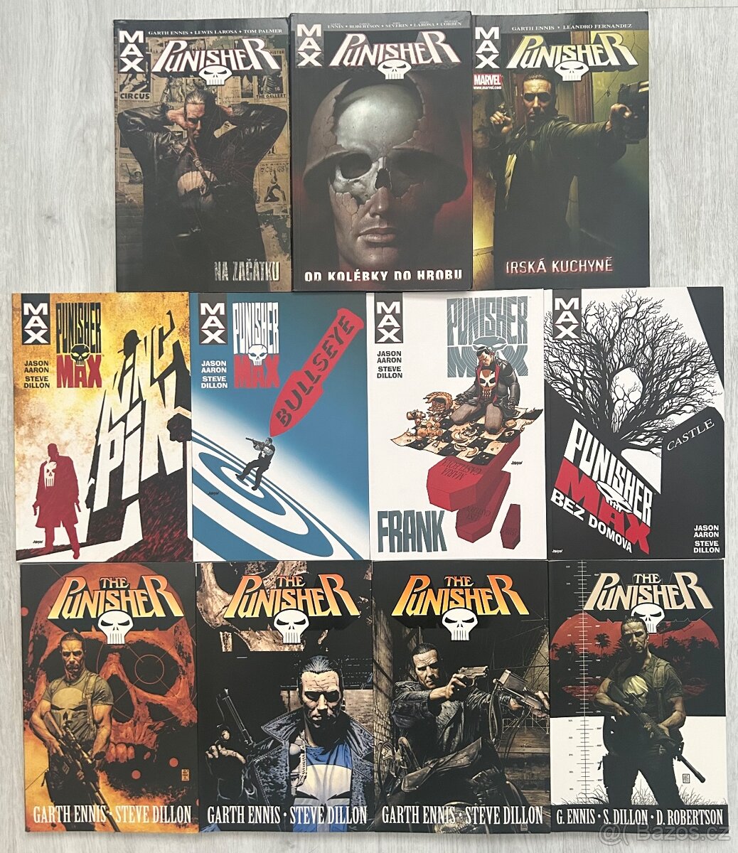 Prodám mix komiksů - Punisher, Hellblazer, DMZ, 100 nábojů…