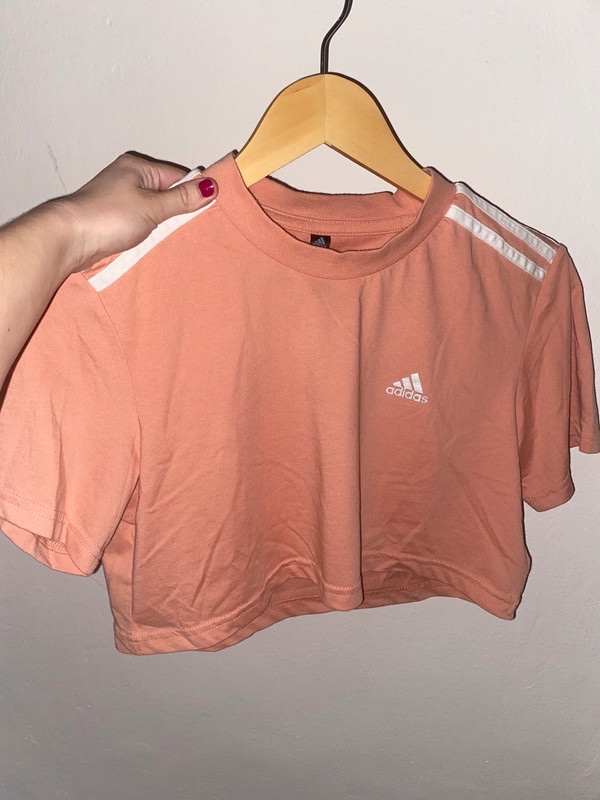 Adidas crop top triko meruňkové/lososové vel. XS