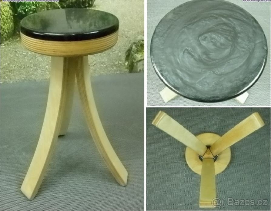 epoxid stolička TROJNOŽKA - ČERNÝ VÍR, kulatá