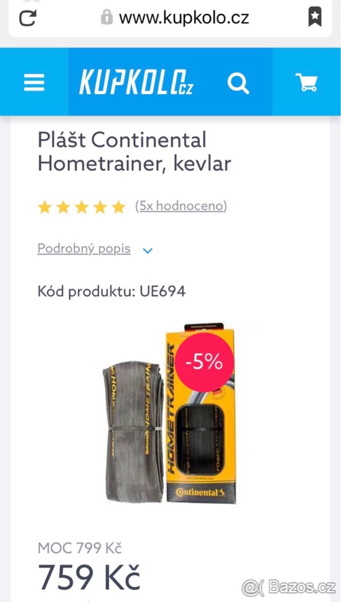 Plášt Continental Hometrainer- kevlar 26”-1,75(na trenažér)