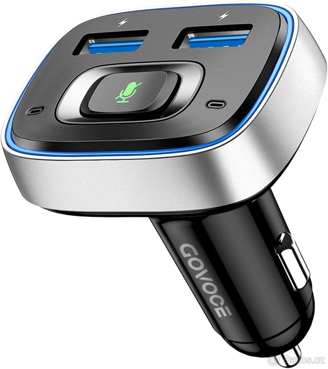Bluetooth FM Transmitter s hlasovým ovládáním Siri/Google