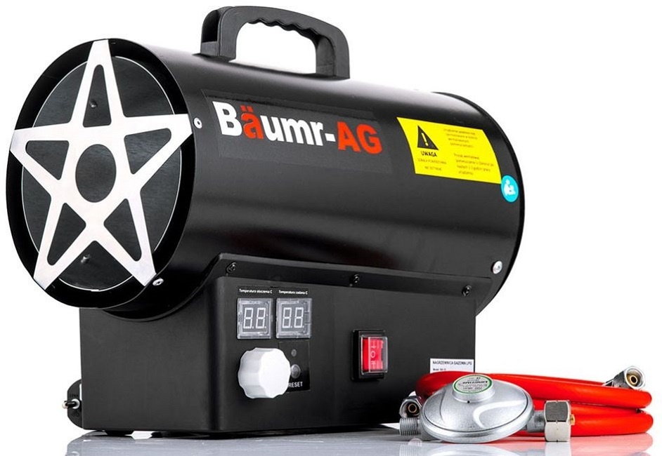 Plynový ohřívač 25kW + termostat + regulátor + hadice