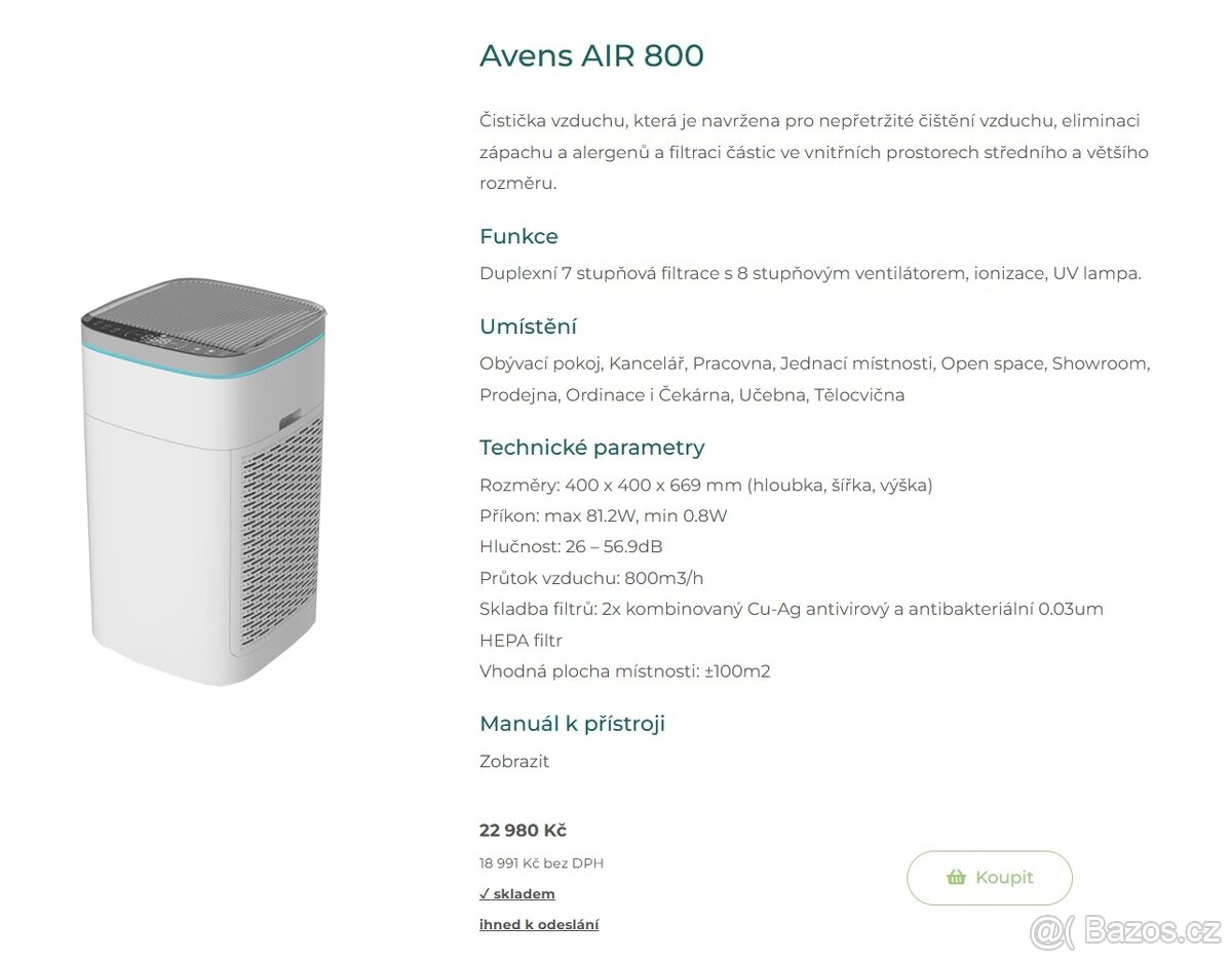 Čistička vzduchu Avens AIR 800