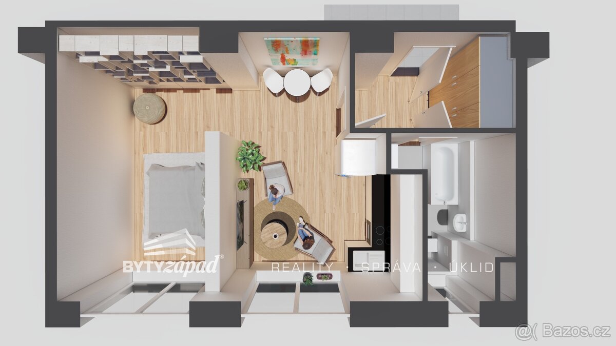 Pronájem nově zrekonstruovaného bytu 1+kk, 45 m2, Plzeň-Jižn