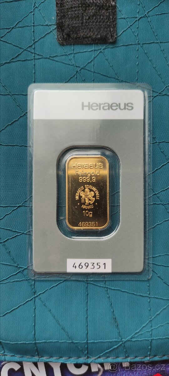 Zlatý slitek Heraeus 10 gramů