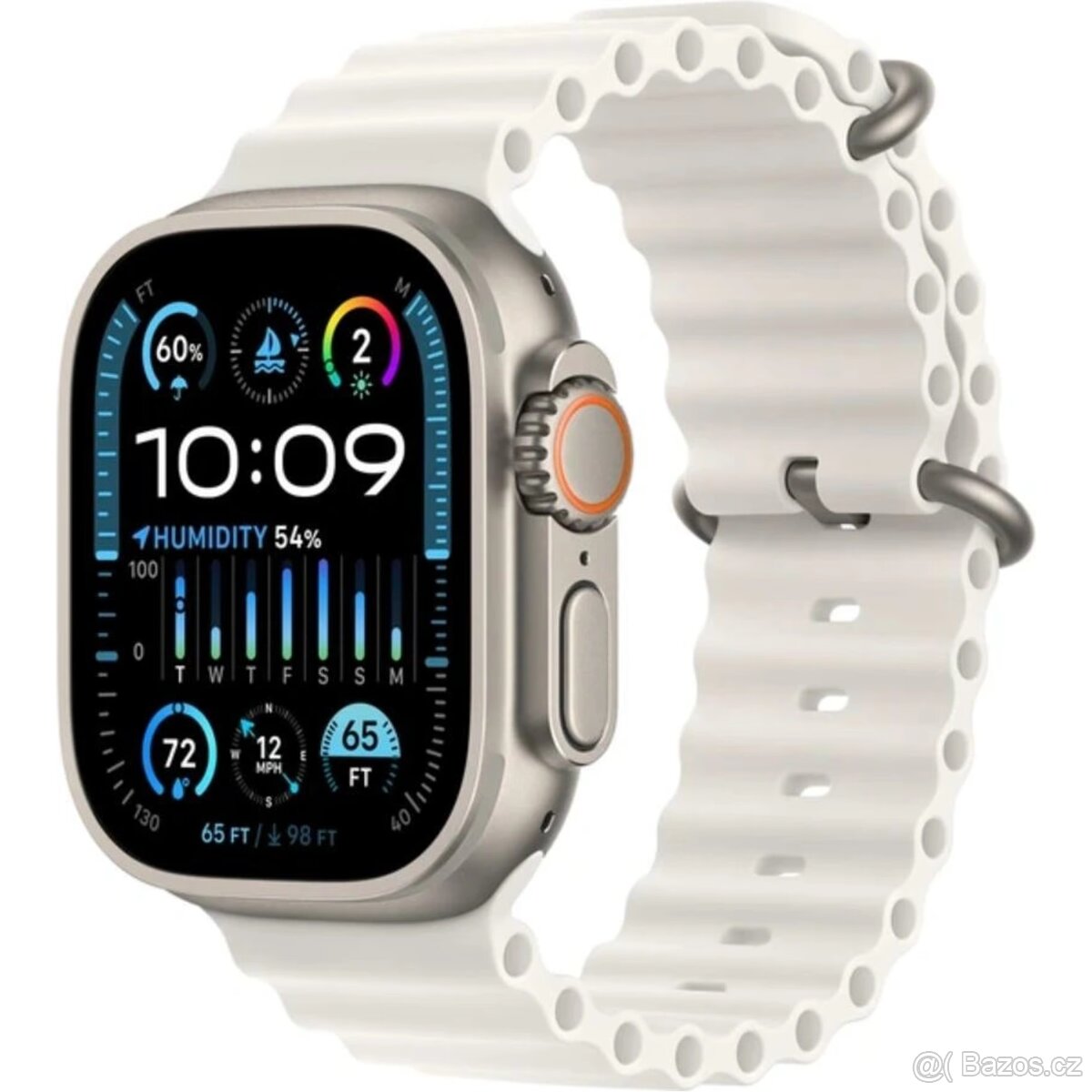 Apple Watch Ultra 2 49mm titanová s bílým oceánským řemínkem