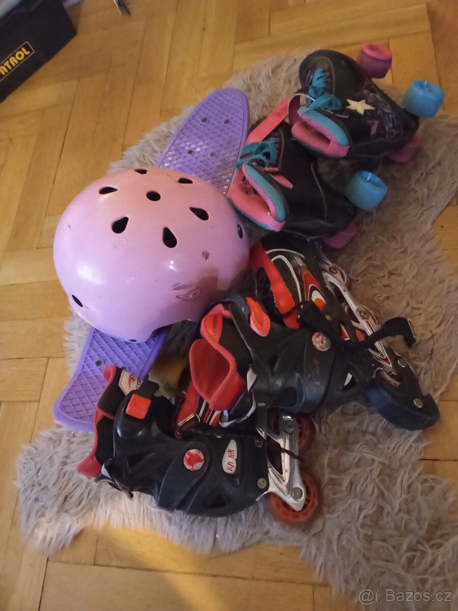 Taneční a kolečkové brusle,skateboard,helma