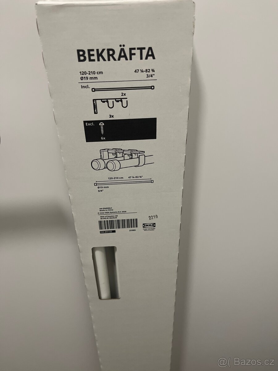 Tyč záclonová dvojitá bílá ikea 3 balení