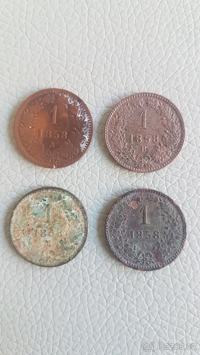 Sada mincí 1 krejcar 1858, 1859, 1861