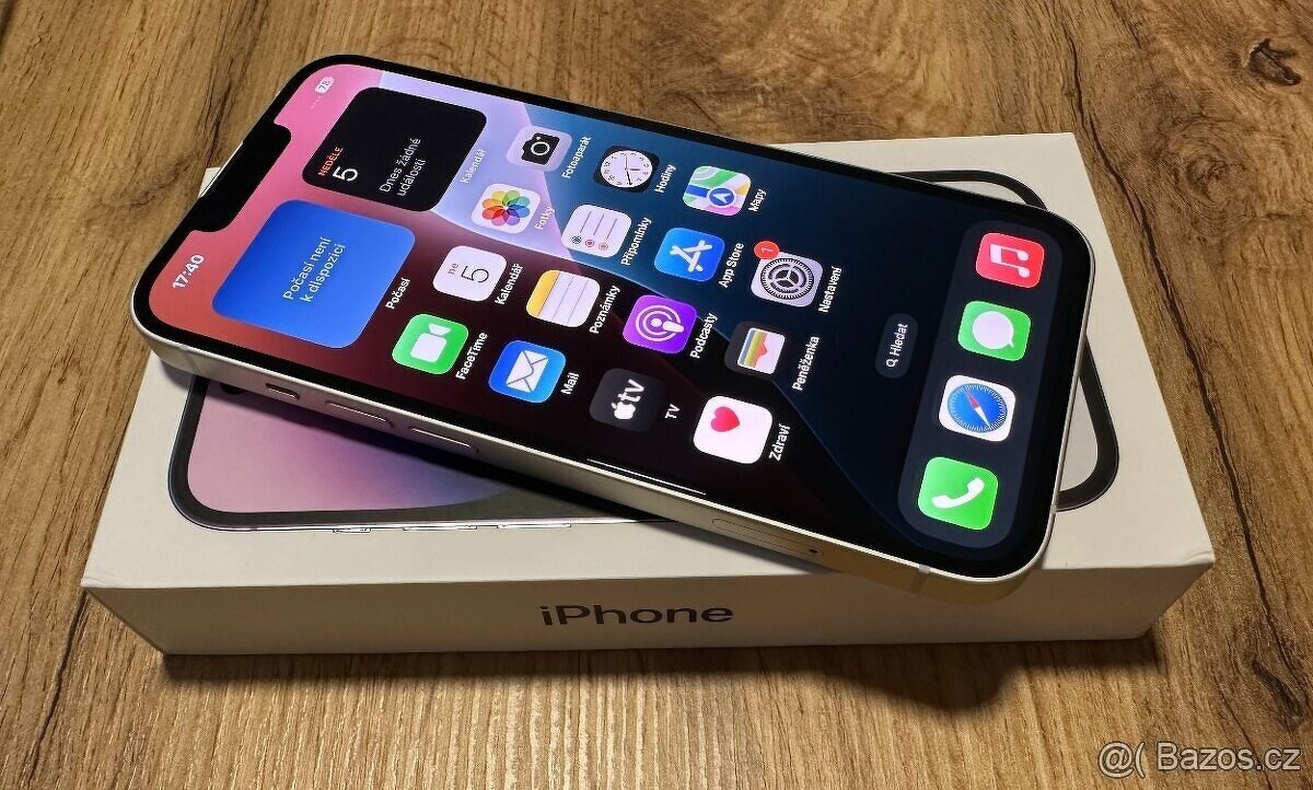 iPhone 14 bílý 128Gb, baterie 89%, záruka Alza 26/8/25, TOP