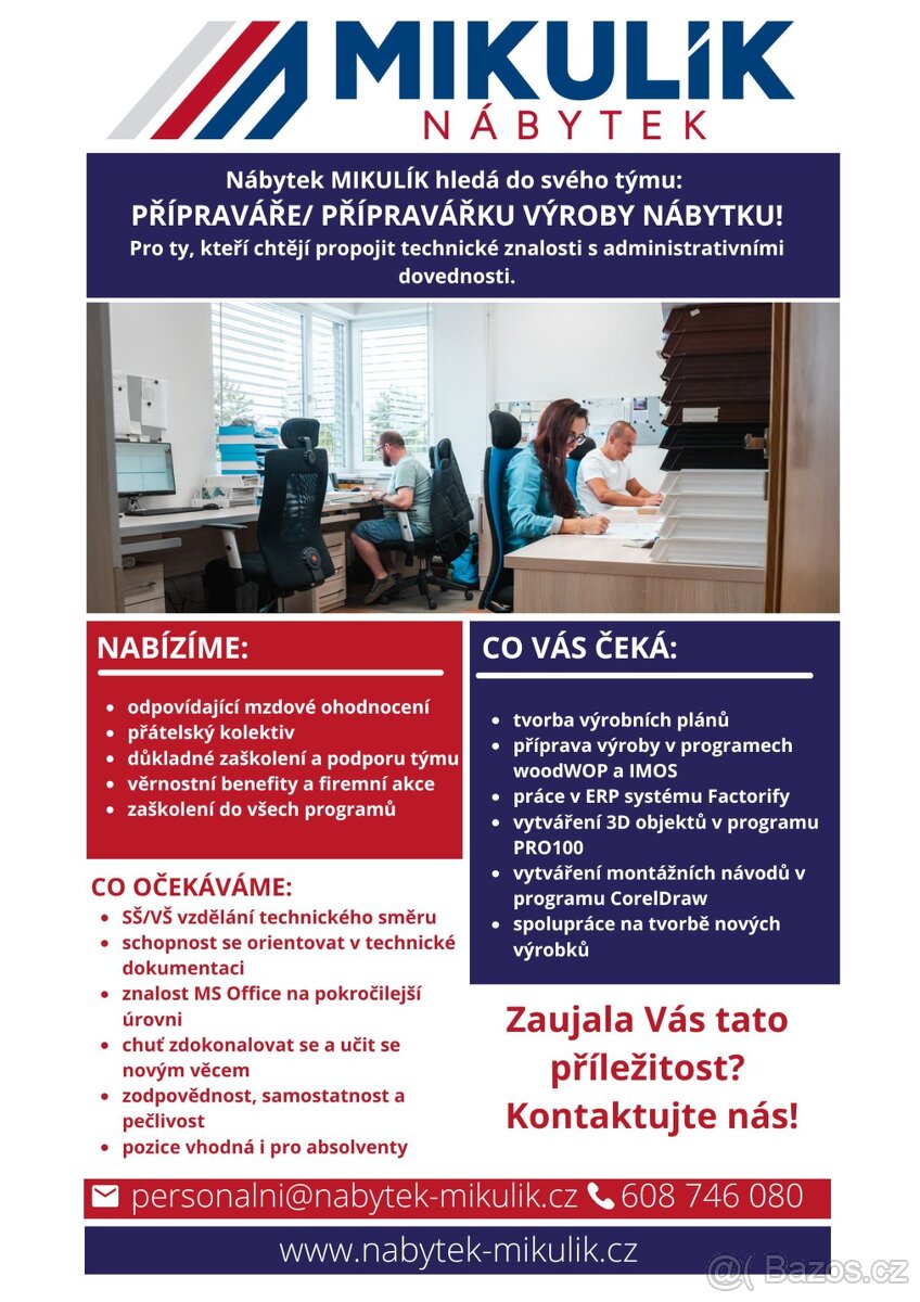 PŘÍPRAVÁŘ/KA VÝROBY NÁBYTKU