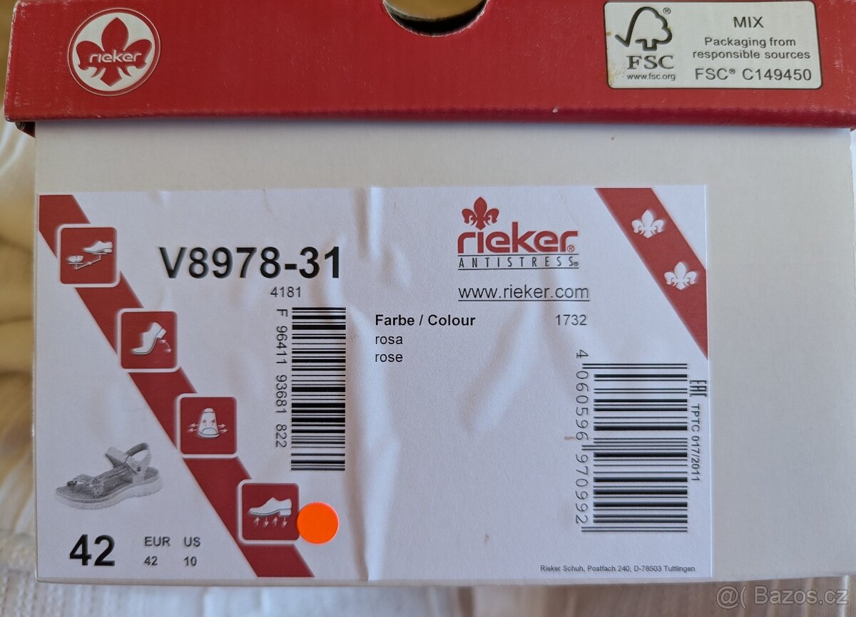 Prodám letní sandále RIEKER ANTISTRESS velikost 42 nové
