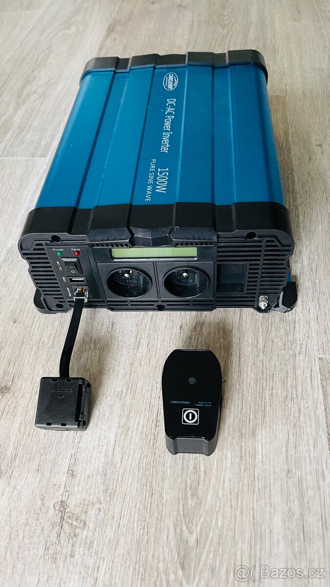 Měnič napětí z 12/230V, 1500W, bezdrátové ovládání CRW80