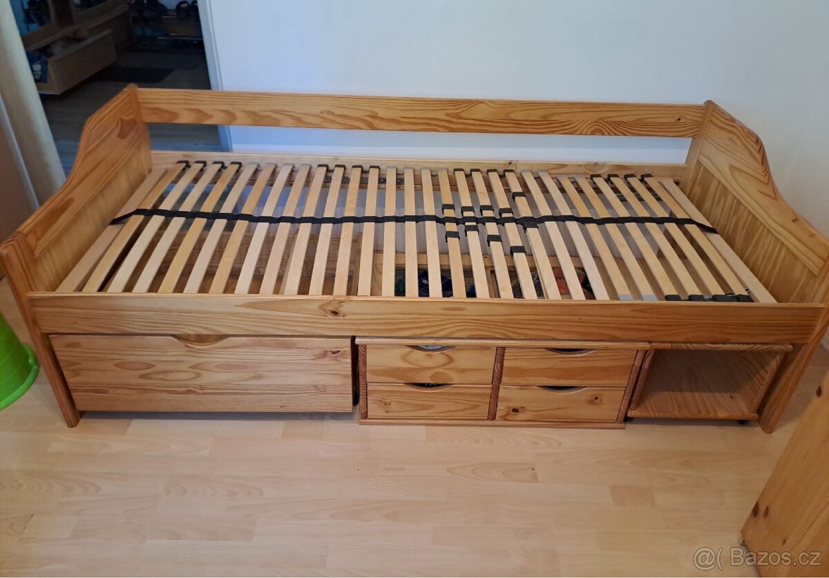 Postel 90×200 cm s úložným prostorem