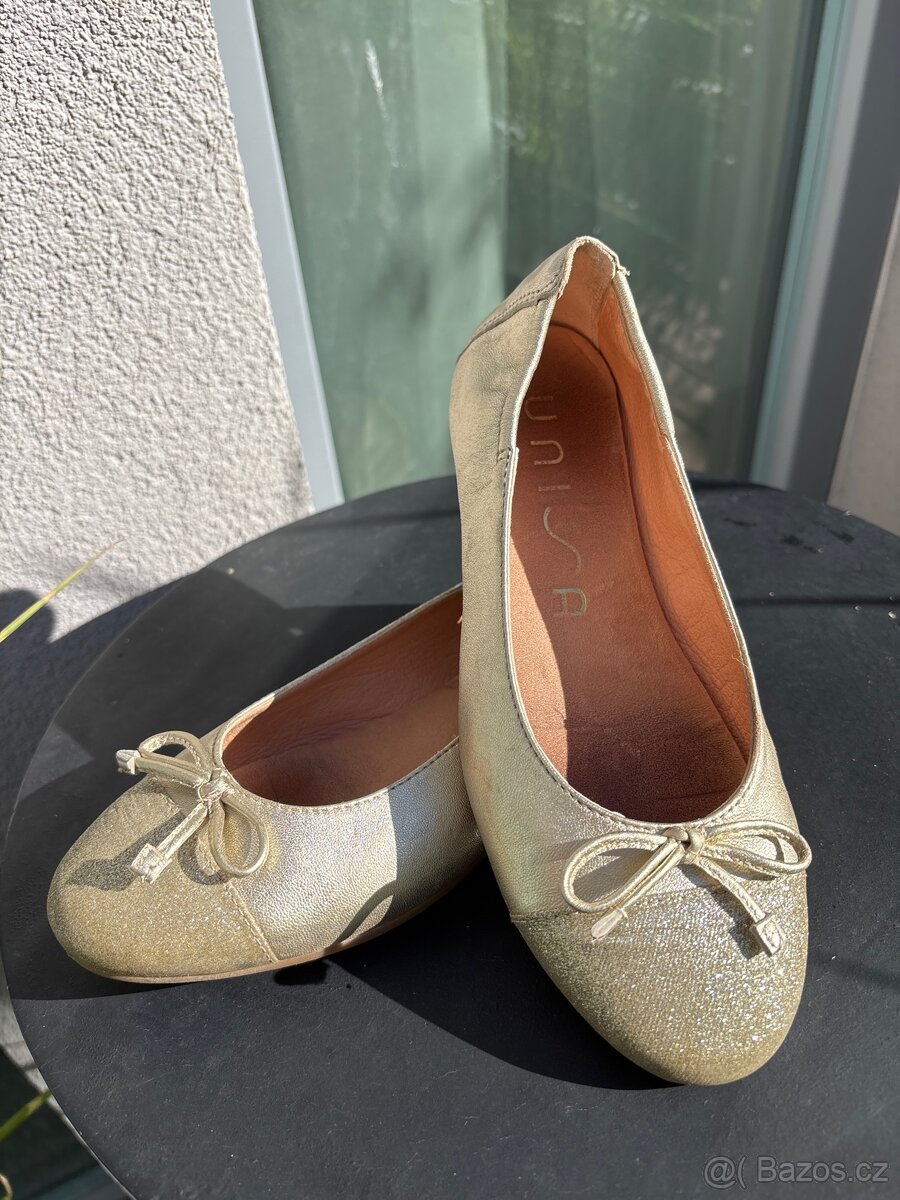 Balerínky - zlaté, kůže - vel. 34