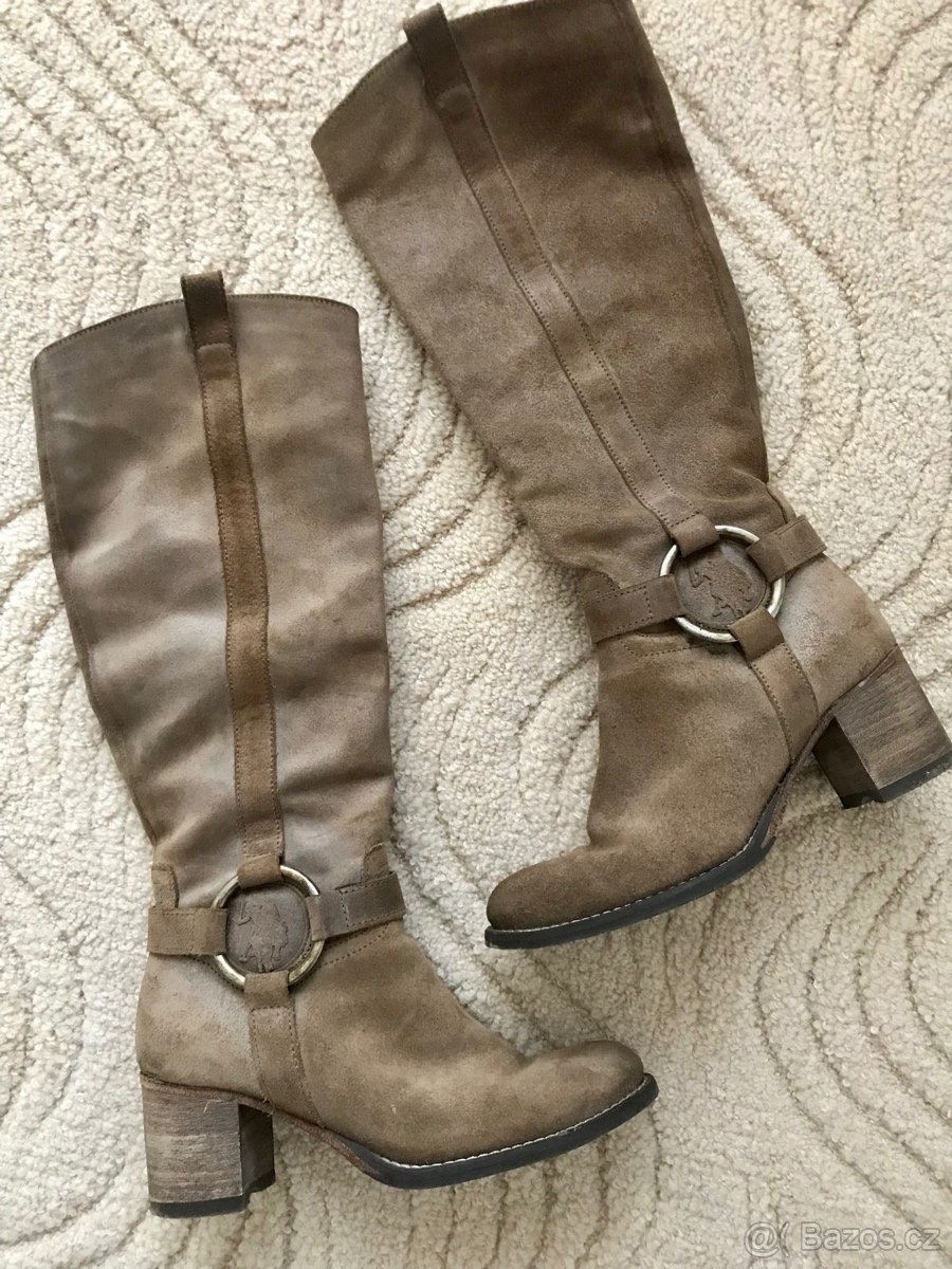 semišové kozačky Polo, vel 37