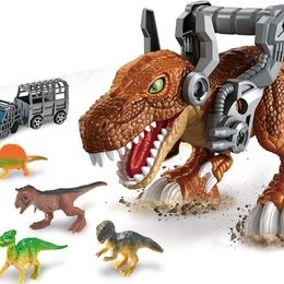 T-Rex s figurkami dinosaurů a autíčkem