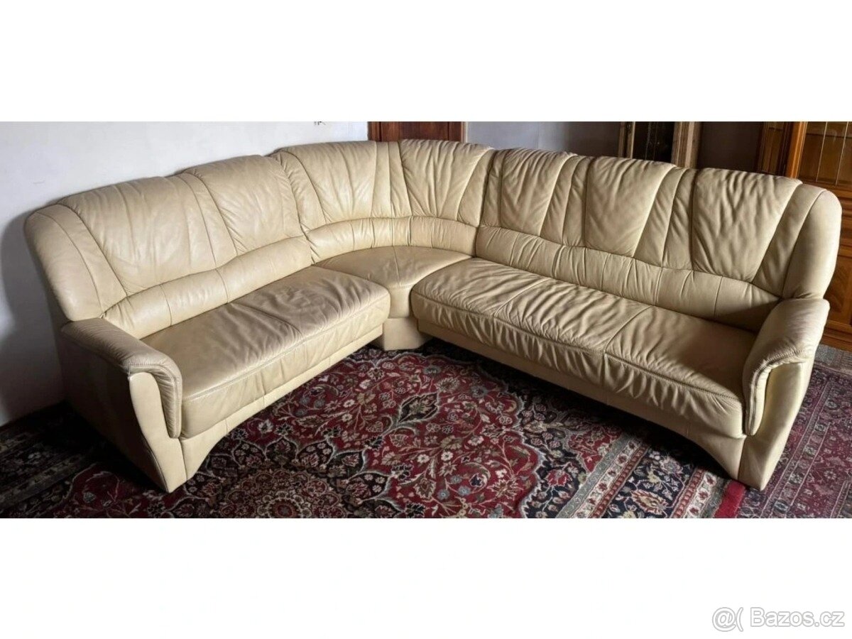 Rohová kožená sedací souprava, 3293