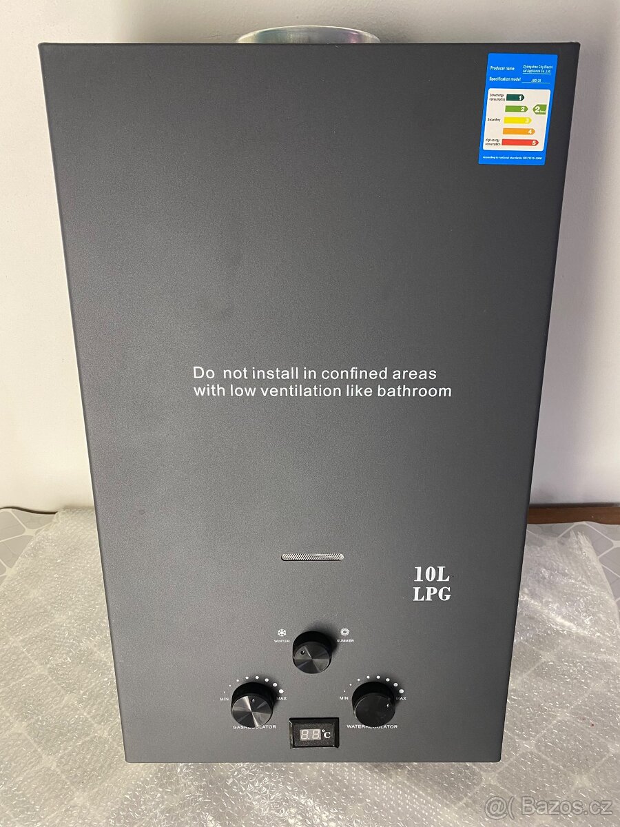 Průtokový ohřívač vody na LPG 10l.