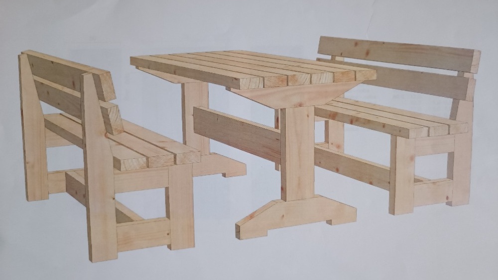 Dřevěný zahradní set