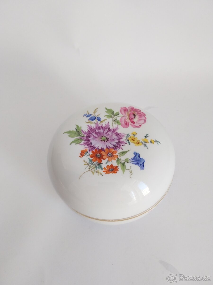Velká starožitná porcelánová dóza Míšeň - Meissen