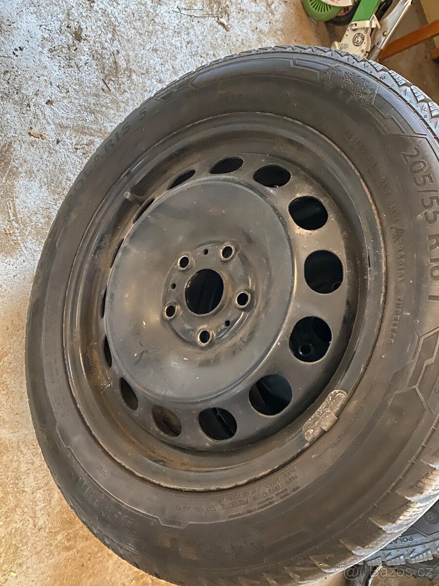 Plechové disky 16” 5x112 a zimní pneu 205/55/R16