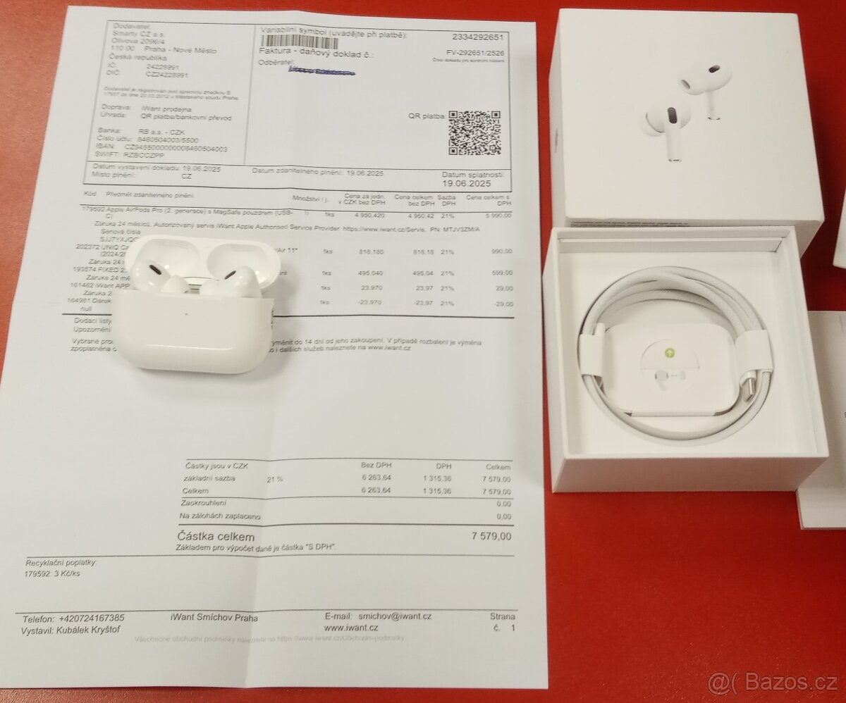 Apple AirPods Pro 2gen záruka 19 měsíců Smarty