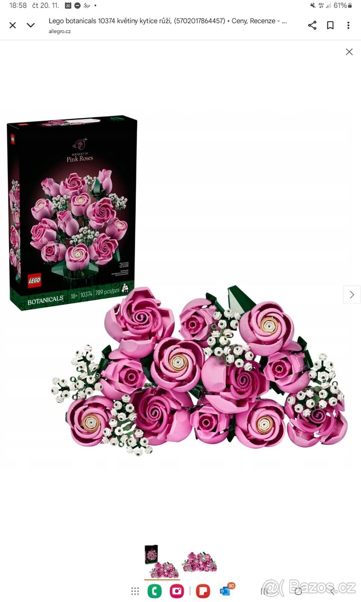 NOVÉ - Lego růžové růže