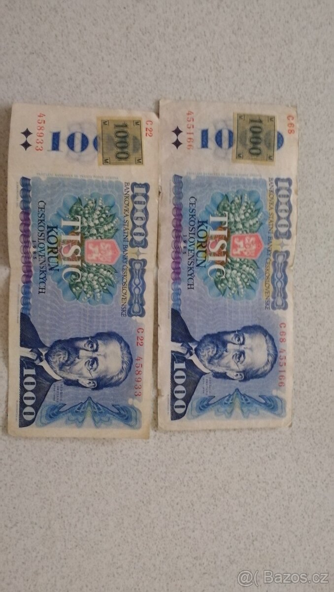 Bankovka 1000 Kč, B.Smetana s kolkem