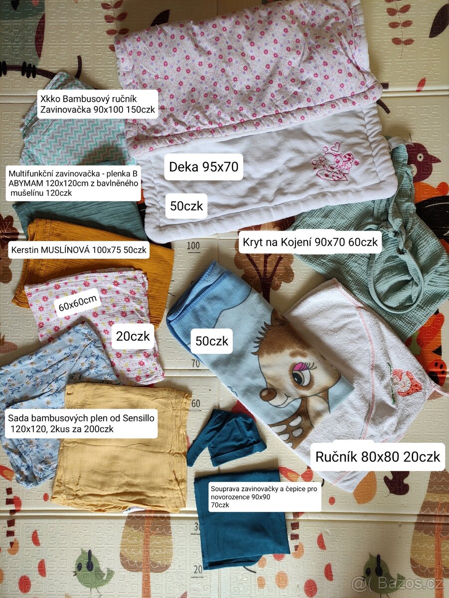 Látkové pleny, deky, přikrývky