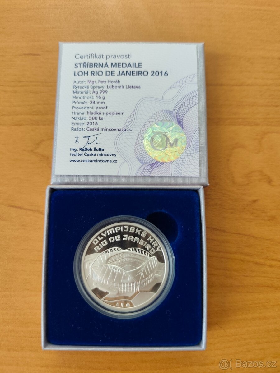 Pamětní stříbrná medaile – LOH Rio de Janeiro 2016
