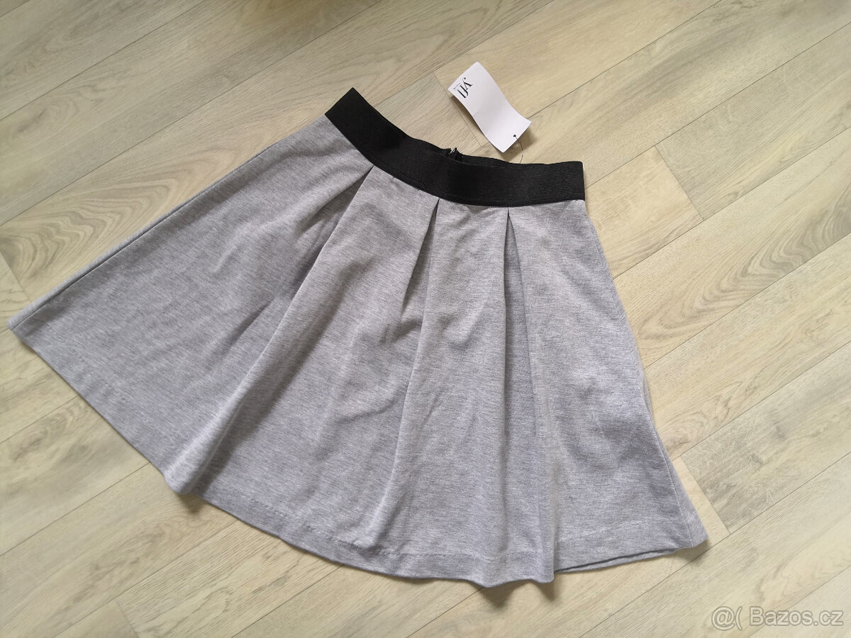 šedá sukeň s černým pasem XS